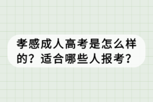 孝感成人高考是怎么樣的？適合哪些人報(bào)考？