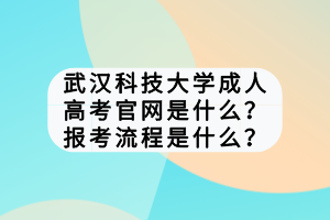 武漢科技大學(xué)成人高考官網(wǎng)是什么？報(bào)考流程是什么？