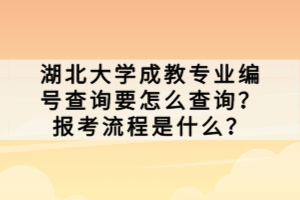 湖北大學(xué)成教專業(yè)編號查詢要怎么查詢？報考流程是什么？
