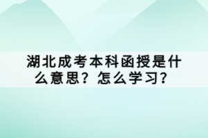湖北成考本科函授是什么意思？怎么學習？