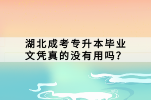 湖北成考專(zhuān)升本畢業(yè)文憑真的沒(méi)有用嗎？