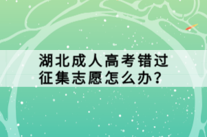 湖北成人高考錯(cuò)過(guò)征集志愿怎么辦？