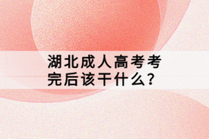 湖北成人高考考完后該干什么？