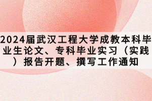 2024屆武漢工程大學(xué)成教本科畢業(yè)生論文、?？飘厴I(yè)實(shí)習(xí)（實(shí)踐）報(bào)告開題、撰寫工作通知