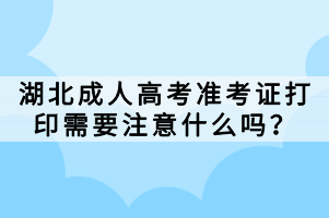 湖北成人高考準(zhǔn)考證打印需要注意什么嗎？