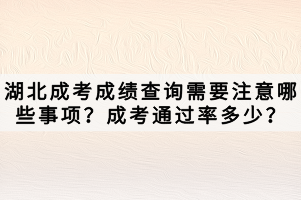 湖北成考成績查詢需要注意哪些事項？成考通過率多少？