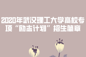 2020年武漢理工大學(xué)高校專項(xiàng)“勵(lì)志計(jì)劃”招生簡章