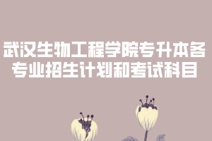 2020年武漢生物工程學(xué)院普通專升本各專業(yè)招生計劃和考試科目