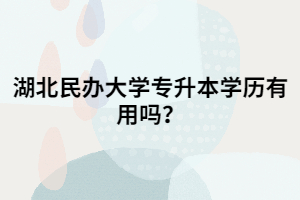 湖北民辦大學(xué)專升本學(xué)歷有用嗎？