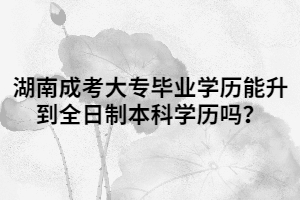 湖南成考大專(zhuān)畢業(yè)學(xué)歷能升到全日制本科學(xué)歷嗎？