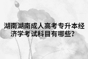 湖南成人高考專升本經(jīng)濟學考試科目有哪些？