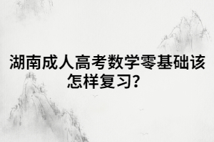 湖南成人高考數(shù)學(xué)零基礎(chǔ)該怎樣復(fù)習？