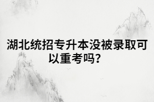 湖北統(tǒng)招專升本沒被錄取可以重考嗎？