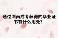 通過湖南成考獲得的畢業(yè)證書有什么用處？