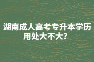 湖南成人高考專升本學(xué)歷用處大不大？