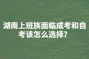 湖南上班族面臨成考和自考該怎么選擇？