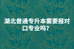 湖北普通專升本需要報(bào)對(duì)口專業(yè)嗎？