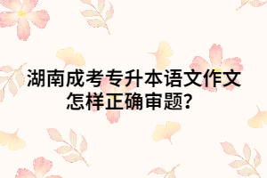 湖南成考專升本語文作文怎樣正確審題？