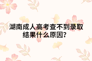 湖南成人高考查不到錄取結(jié)果什么原因？