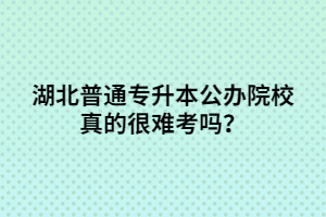 湖北普通專升本公辦院校真的很難考嗎？