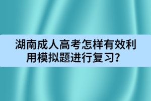 湖南成人高考怎樣有效利用模擬題進(jìn)行復(fù)習(xí)？