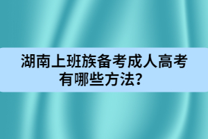 湖南上班族備考成人高考有哪些方法？