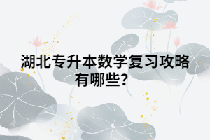 湖北專升本數(shù)學復習攻略有哪些？