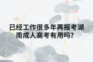 已經(jīng)工作很多年再報(bào)考湖南成人高考有用嗎？