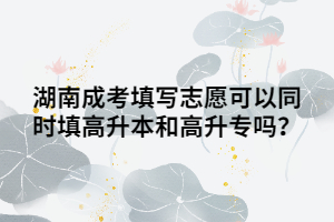 湖南成考填寫志愿可以同時填高升本和高升專嗎