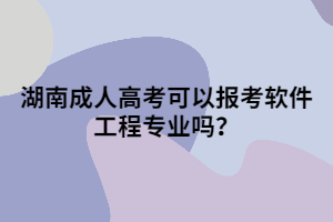 湖南成人高考可以報(bào)考軟件工程專業(yè)嗎？
