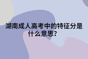 湖南成人高考中的特征分是什么意思？