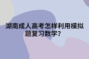 湖南成人高考怎樣利用模擬題復習數學？