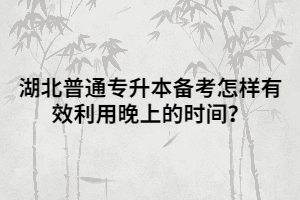 湖北普通專升本備考怎樣有效利用晚上的時間?