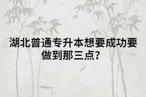 湖北普通專升本想要成功要做到那三點？