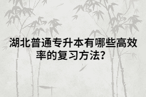 湖北普通專升本有哪些高效率的復(fù)習(xí)方法？