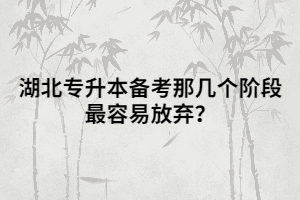 湖北專升本備考那幾個階段最容易放棄？