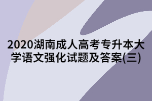 2020年湖南成人高考專升本大學(xué)語文強(qiáng)化試題及答案(三)