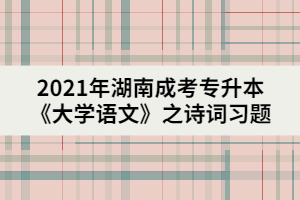 2021年湖南成考專升本《大學(xué)語文》之詩(shī)詞習(xí)題四