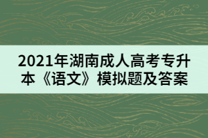 2021年湖南成人高考專升本《語文》模擬題及答案(五)