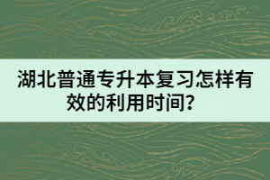 湖北普通專升本復(fù)習(xí)怎樣有效的利用時(shí)間？