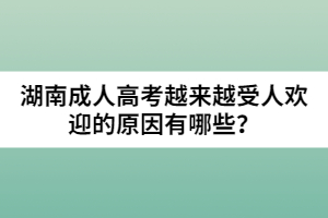 湖南成人高考越來越受人歡迎的原因有哪些？