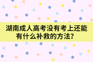 湖南成人高考沒有考上還能有什么補救的方法？