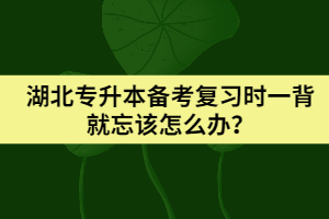 湖北專升本備考復(fù)習(xí)時一背就忘該怎么辦？