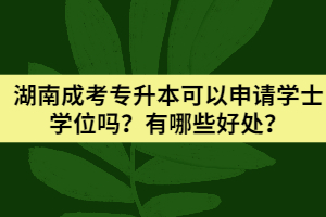 2021年湖南成考專升本可以申請學(xué)士學(xué)位嗎？有哪些好處？