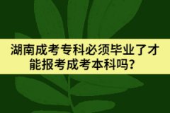 湖南成考?？票仨毊厴I(yè)了才能報(bào)考成考本科嗎？