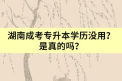 湖南成考專升本學歷沒用？是真的嗎？