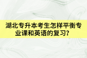 湖北專升本考生怎樣平衡專業(yè)課和英語的復(fù)習(xí)？