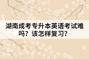 湖南成考專升本英語考試難嗎？該怎樣復(fù)習(xí)？