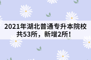2021年湖北普通專升本院校共53所，新增2所！