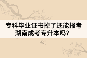 ?？飘厴I(yè)證書掉了還能報考湖南成考專升本嗎？